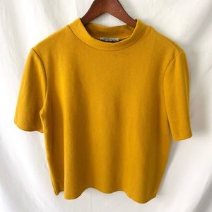 Vibrant yellow zara knit mock neck top